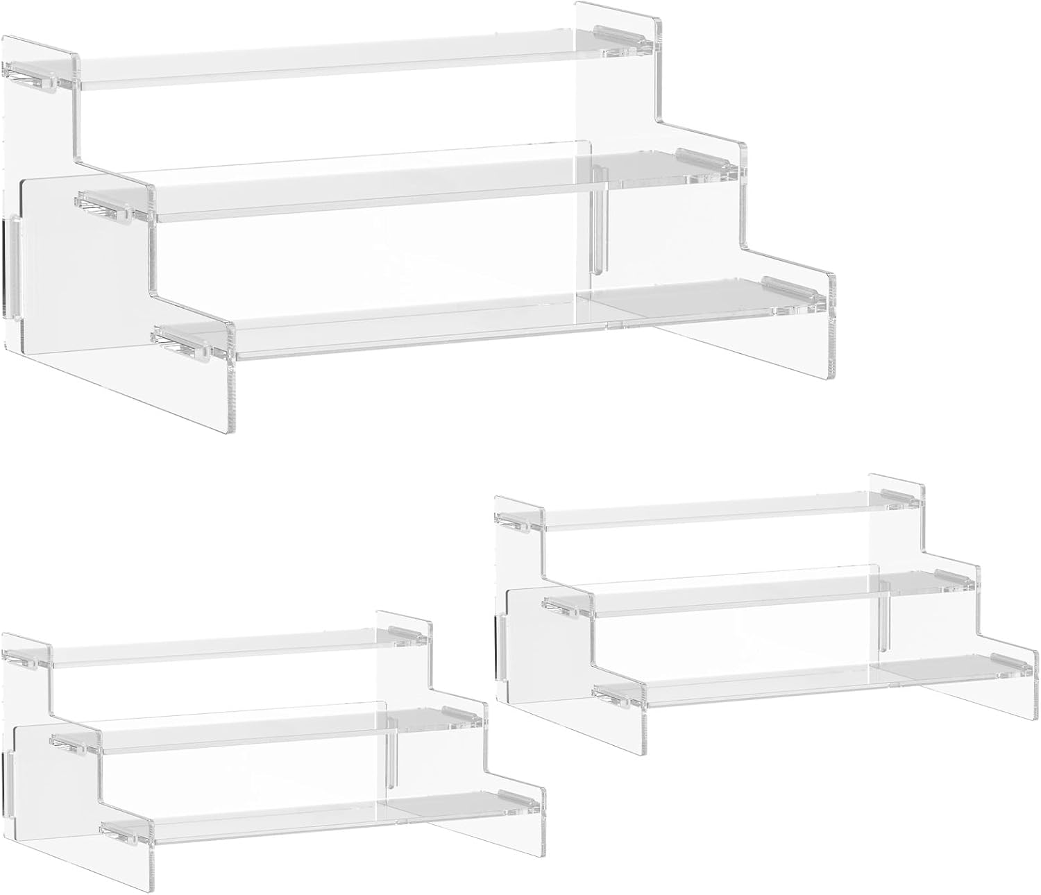 3pcs Acrylic Spice Rack Stand, Clear 3 Tier Condiment Bottle Shelf Vanity Organizer, Spice Organization for Cabinet, Counter, Organizer Shelf, Versatile Storage Shelf for Kitchen, Bathroom, Bedroom