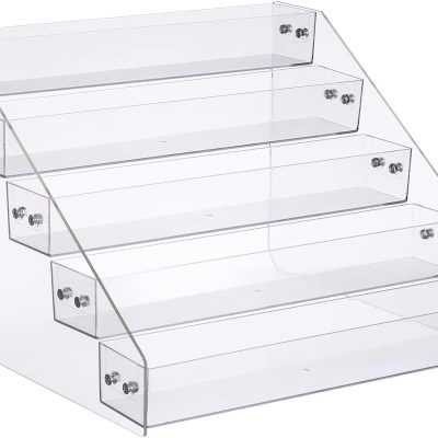 Tiered Spice Rack Acrylic, Spice Rack Shelf Seasoning Organizer for Countertop, Cabinet, Pantry, Kitchen Storage - 5 Tier