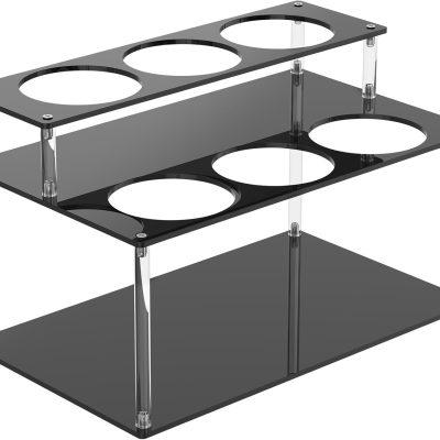 Acrylic Coffee Syrup Organizer, 2 Tier Coffee Syrup Rack With 6 Bottle Capacity, Stable Bottle Holder Standfor Bar Wine Kitchen Countertop Condiment Bottles Space Saving