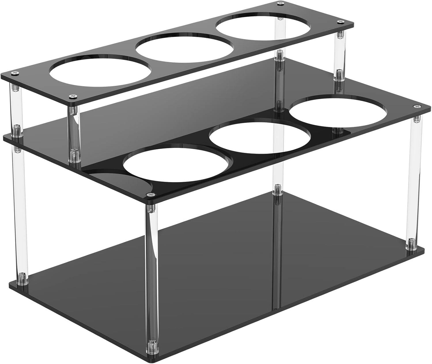 Acrylic Coffee Syrup Organizer, 2 Tier Coffee Syrup Rack With 6 Bottle Capacity, Stable Bottle Holder Standfor Bar Wine Kitchen Countertop Condiment Bottles Space Saving
