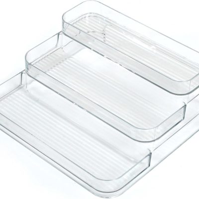 3-Tier Acrylic Spice Rack Organizer for Cabinet and Kitchen – Cabinet & Countertop Storage for Spices, Seasonings, Pantry, Perfume & Medicine (1 Pack)